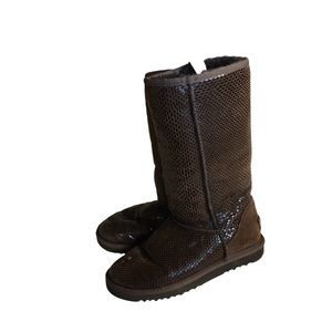 Dark Brown Faux Metallic Snake print UGG Boots